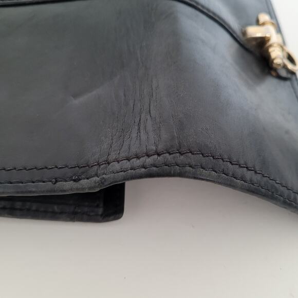Givenchy Envelope Card Bill Holder Black Wallet Leather Vintage Clasp Large - Picture 14 of 15